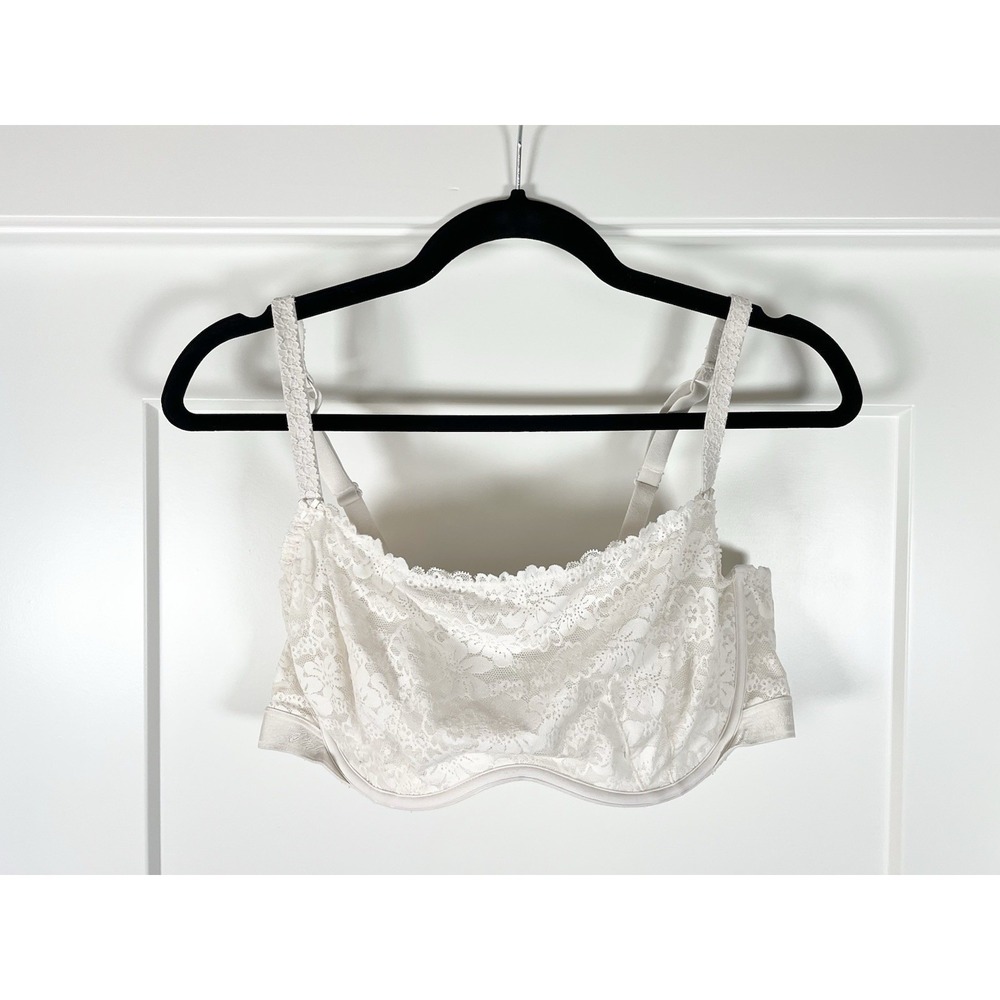 Victorias Secret PINK Off White Lace Unlined Underwire Bralette Bra XXL Ivory